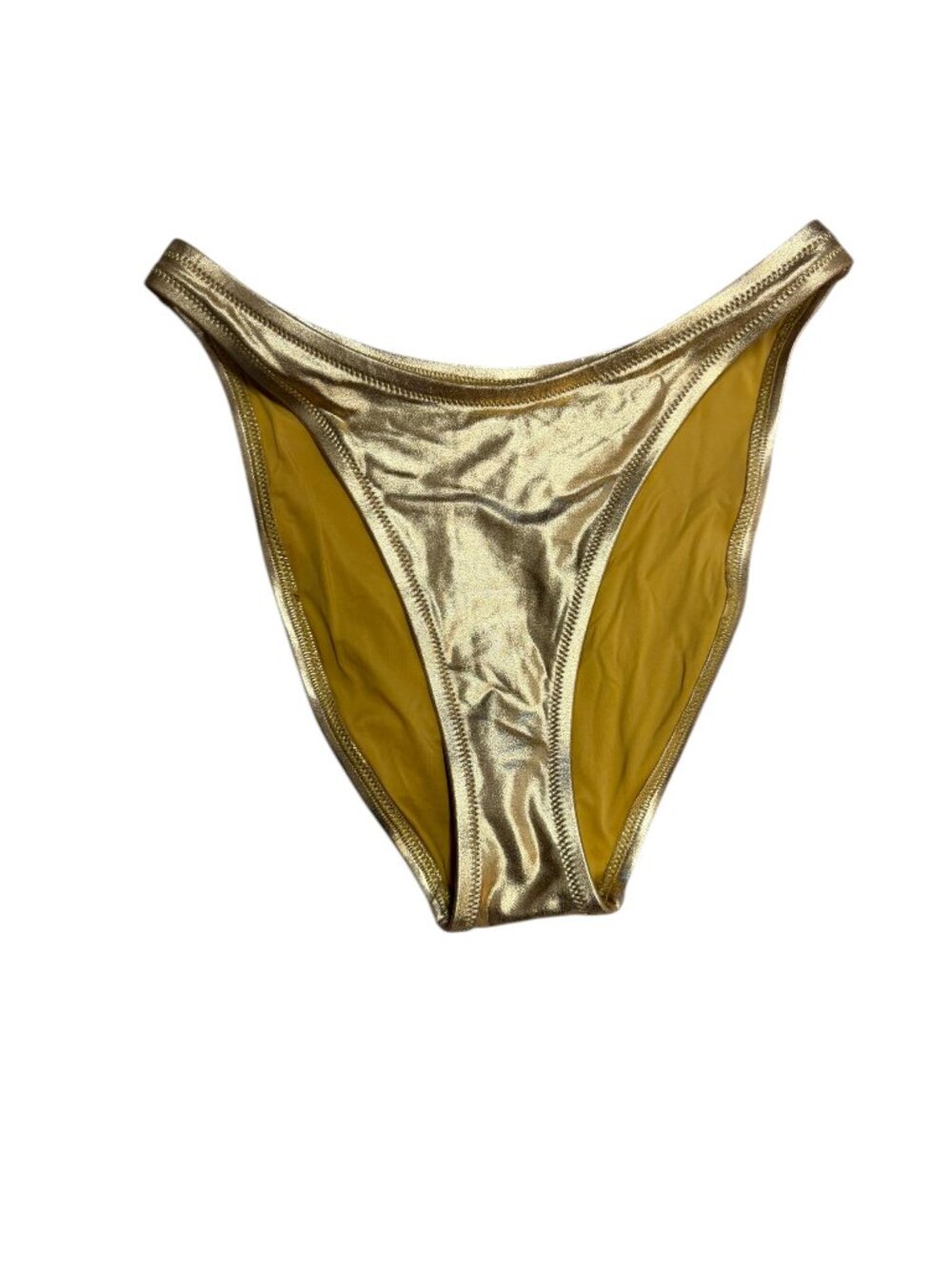 Skims Metallic Gold Bikini Bottoms Size S High Cut Swim NWOT